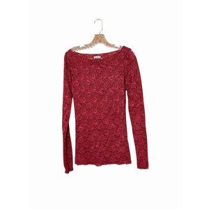 Intimately Free People Sheer Lace Long Sleeve Layering Top Red Size S Whimsigoth
